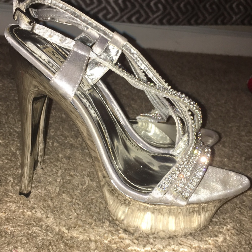 Silver Rhinestone Heels - Picture 2 of 2